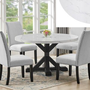 5PC VANCE FAUX ROUND DINING SET