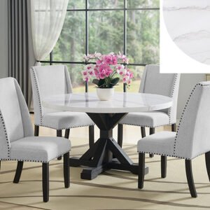 5PC VARLEY MARBLE ROUND DINING SET