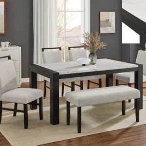 5PC JULES FAUX MARBLE DINING SET