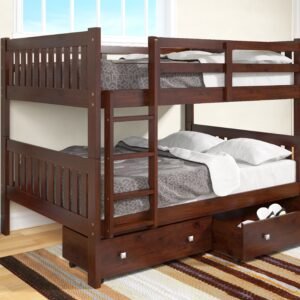 F/F Mission Bunkbed With Slat-Kits - Mattress Ready 1015-3FFCP Dark Cappuccino