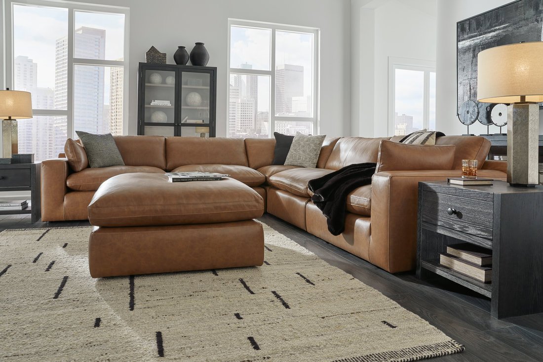 ORLANDO – 5PC Genuine Leather Sectional Set