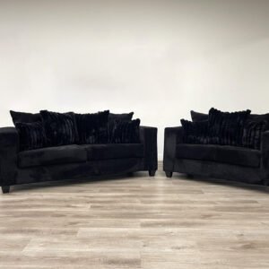 HH-410-2PC-BLACK Emily Sofa and Loveseat Set