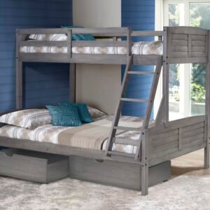 Twin/Full Louver Bunkbed With Slat-Kits - Mattress Ready 2012-TFAG Antique Grey $599