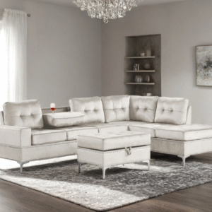 Anserra Gray Reversible Sectional + Ottoman Set