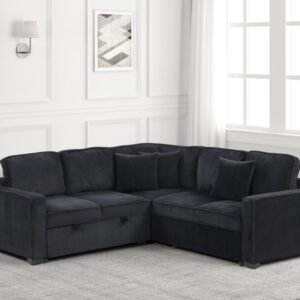 Ariel Black Sectional With Pull-Out Bed