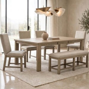 D2700 Dining Table + 4 Chair + Bench Set