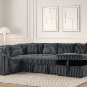 HH-Forever Charcoal Sectional With Pull-Out Bed