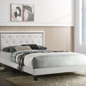 HH-Passion Grey Velvet Platform Bed - King