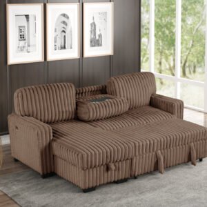 HH-Poland Mocha Reversible Sectional With Pull-Out Bed