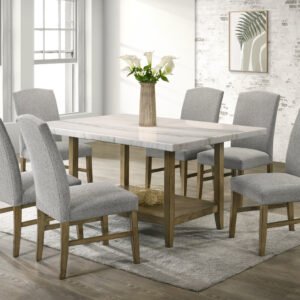 HH- 7-Piece Lola10 Dining Room Set -(Genuine Marble) Table & 6 Chairs