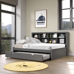 1733-Bookcase Daybed Dark Grey Finish