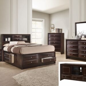 B4265 EMILY STORAGE DARK CHERRY BEDROOM SET