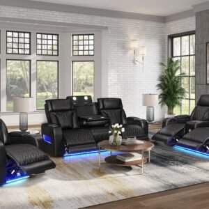 DUBAI 3PC Black Power Reclining Set
