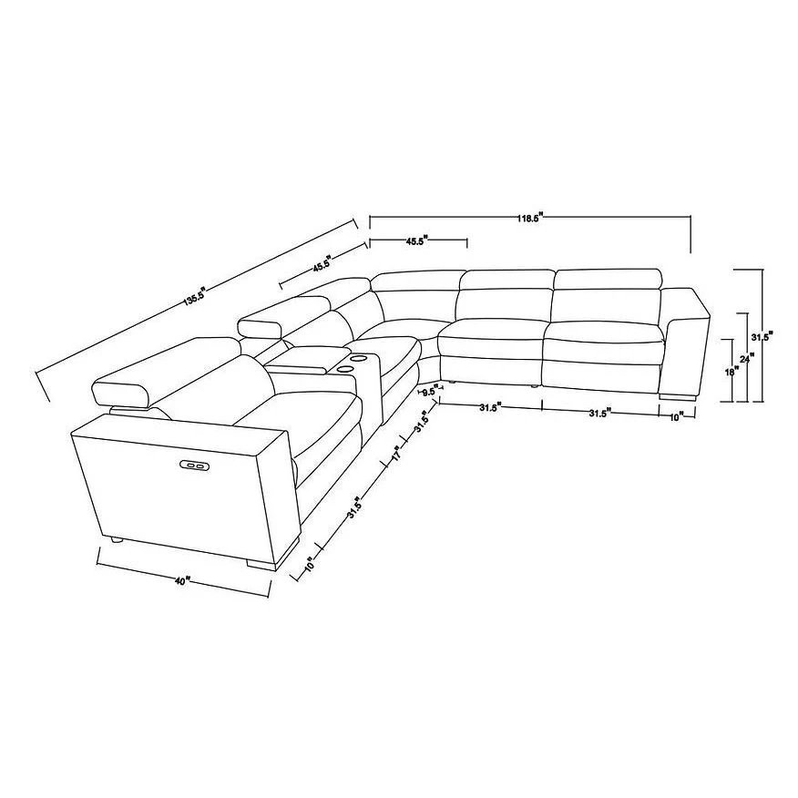 Sectional- MI-631-7Pcs Picasso (Beige 3 Power) - Image 10
