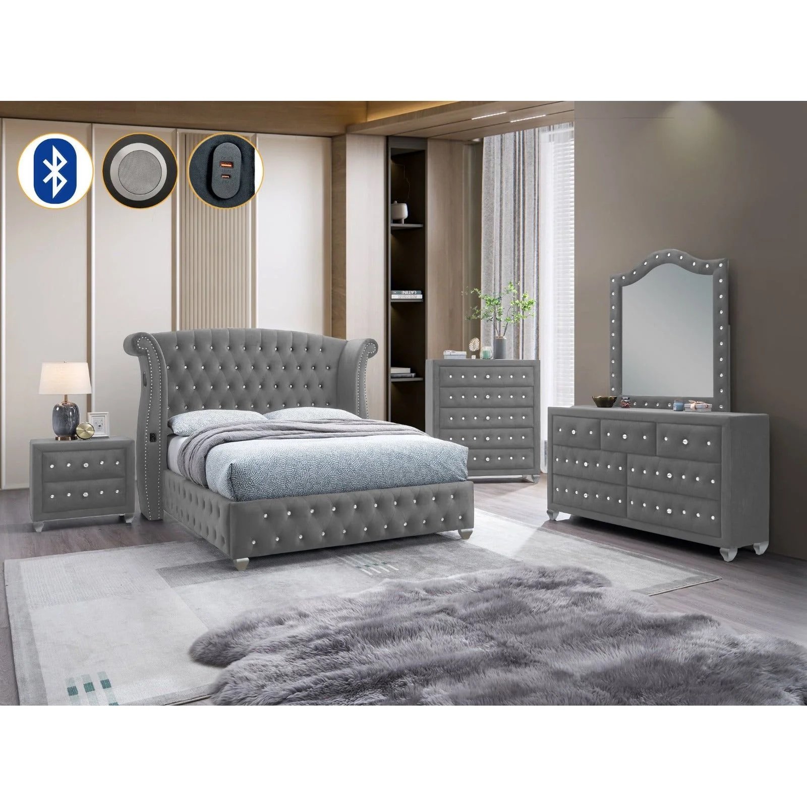 B2030 Divina Bedroom Set -(Grey)