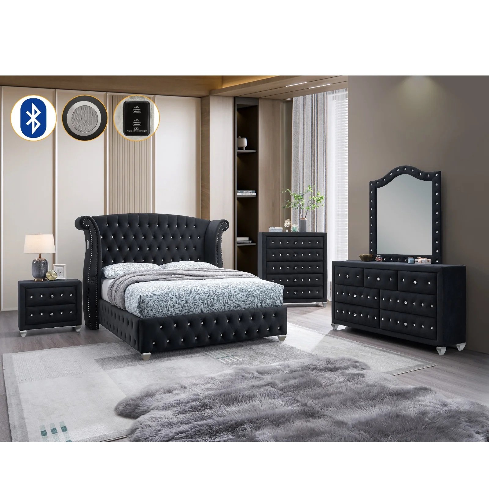 B2030 Divina Bedroom set -(Black)