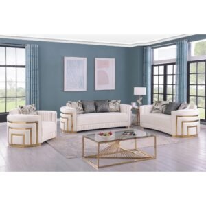 3PC Minerva Living Room Set (cream)