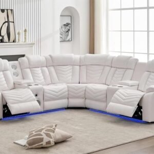 ACE27 White Reclining Sectional
