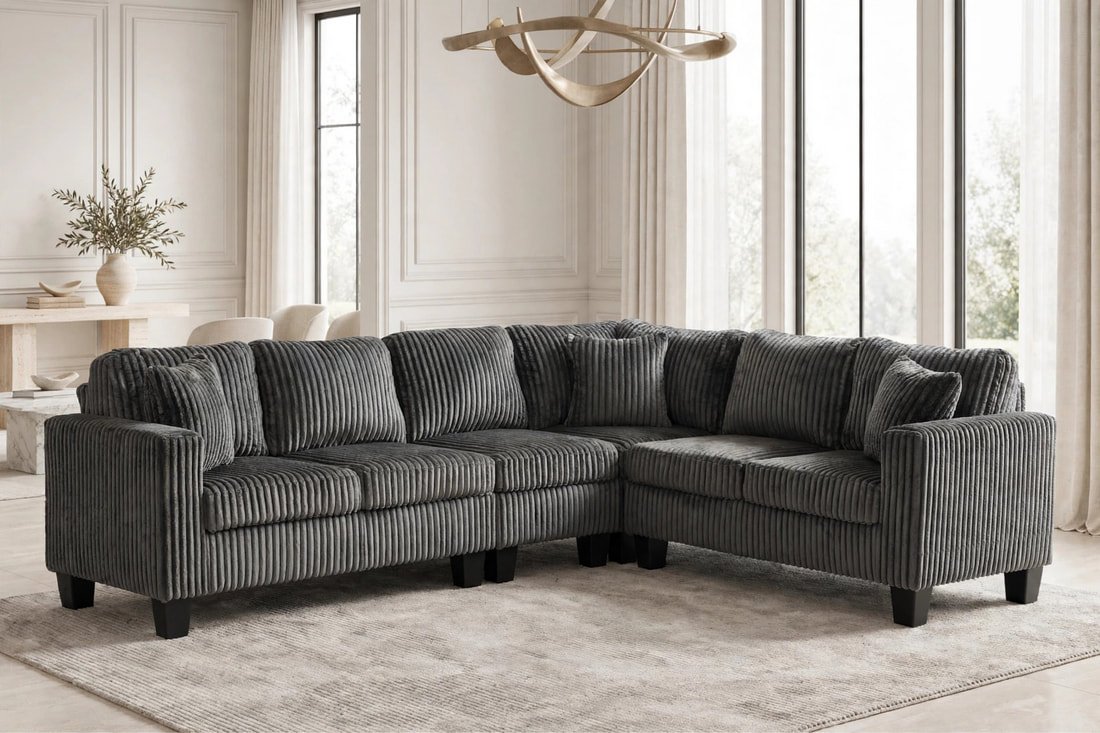 HH- Logan Charcoal - Reversible Sectional - Image 2