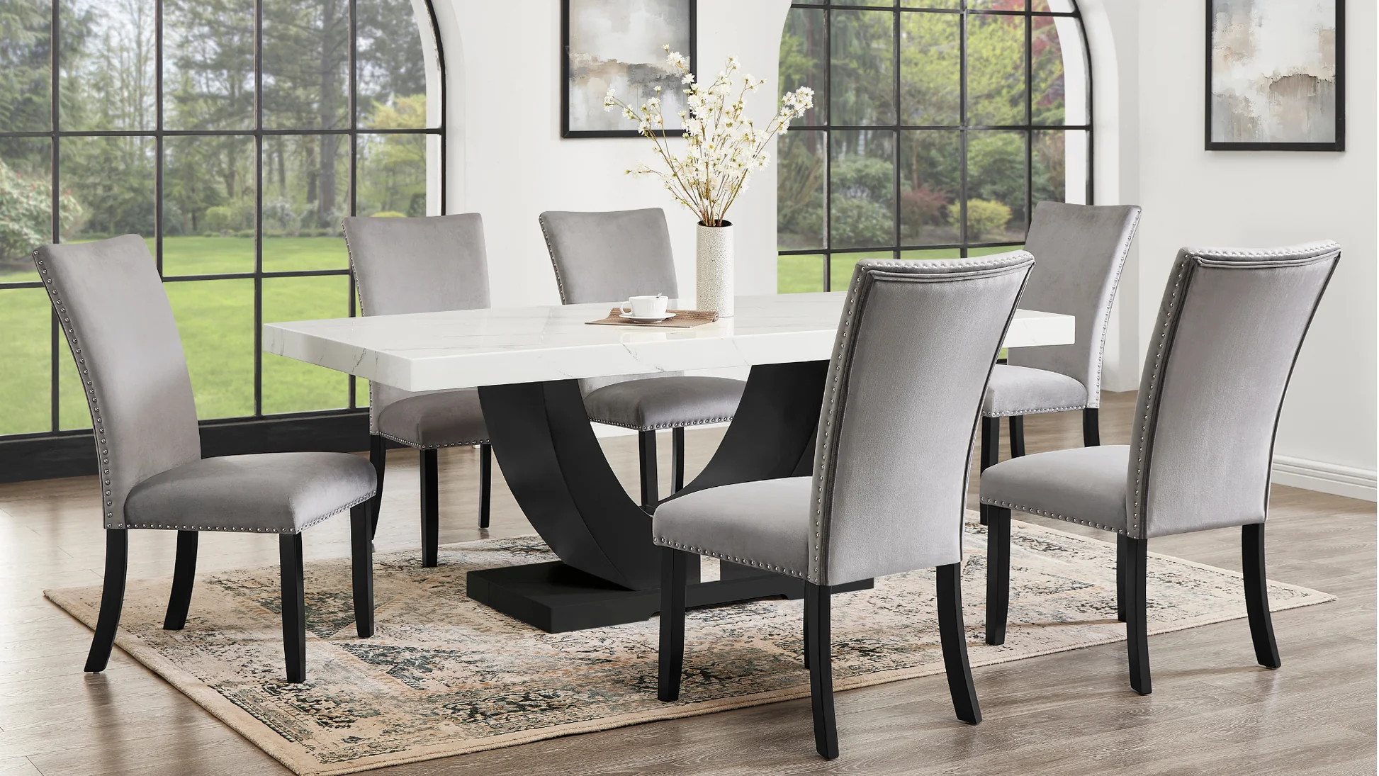 D180 Larry Dining Room Set (Grey)