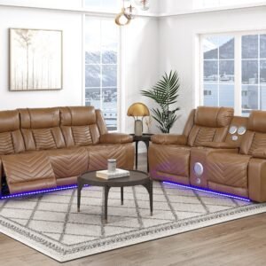 8457BRW*2PW 2pc Set: Sofa, Love (Power)