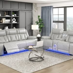 8457GRY*2PW 2pc Set: Sofa, Love (Power)