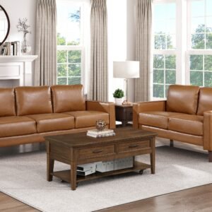 9203BRW*2 2pc Set: Sofa, Love