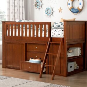 B2013LLDC-1*BCDR Low Loft Bunk with Bookcase and Dresser