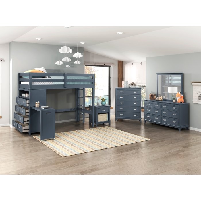 B2024BULTF-1* Twin/Full Loft Bunk Bed with Chest and Hidden Desk - Image 5
