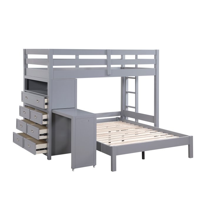 B2024GYLTF-1* Twin/Full Loft Bunk Bed with Chest and Hidden Desk - Image 4