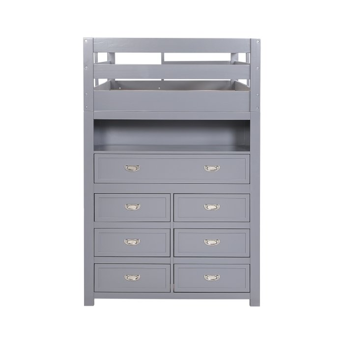 B2024GYLTF-1* Twin/Full Loft Bunk Bed with Chest and Hidden Desk - Image 6