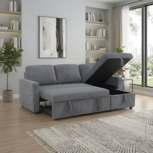 Tommy Gray Convertible Sectional Sofa Bed
