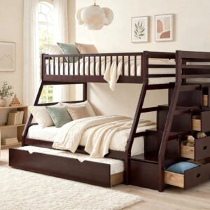 Twin/Full Bunk Bed with Twin Trundle And Staircase