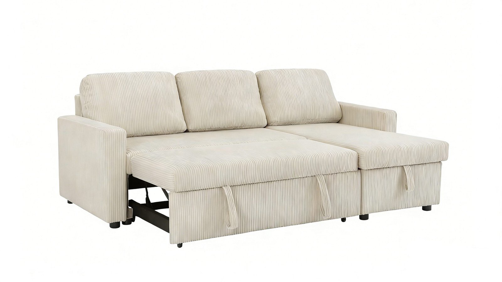 Tommy Beige Convertible Sectional Sofa Bed - Image 5
